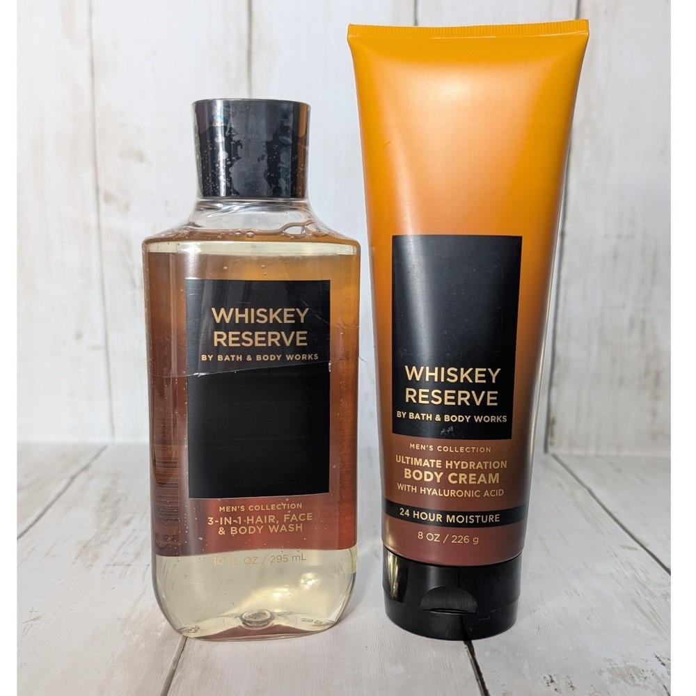 Bath & Body‎ Works Whiskey Reserve Mens Set NEW Body Wash & Cream 2pc Bundle